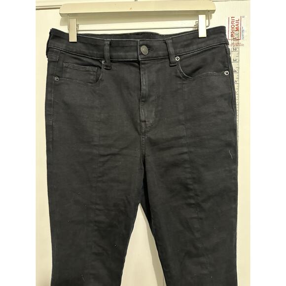 American Eagle Hi-Rise Skinny Kick Slit Black Jeans 12 Next Level Stretch 32x30 - Picture 3 of 13